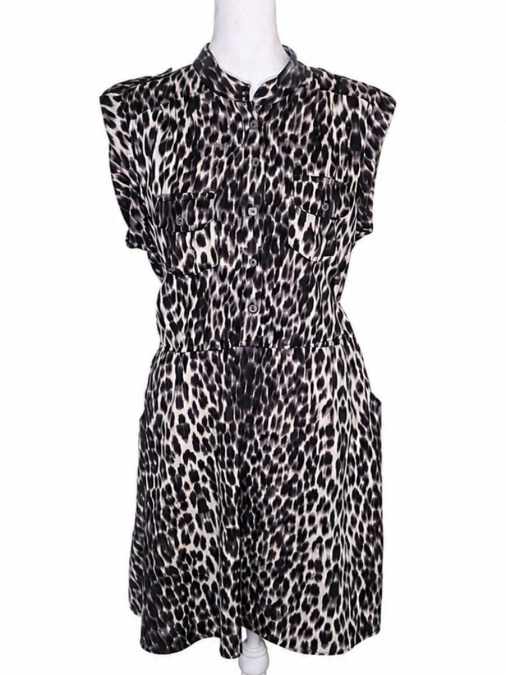 Speed Control NY‎ Leopard Print Utility Shirt Dress XL Mob Wife Y2K